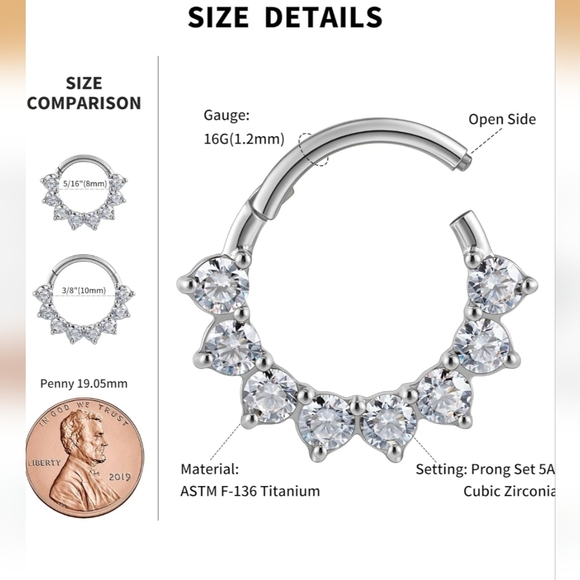 Silver Ring ** For Daith, Cartilage, Septum, Helix, and much More** - Picture 2 of 5